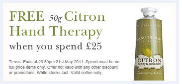 Crabtree & Evelyn Offer Free 50g Citron Hand Therapy on order over £25